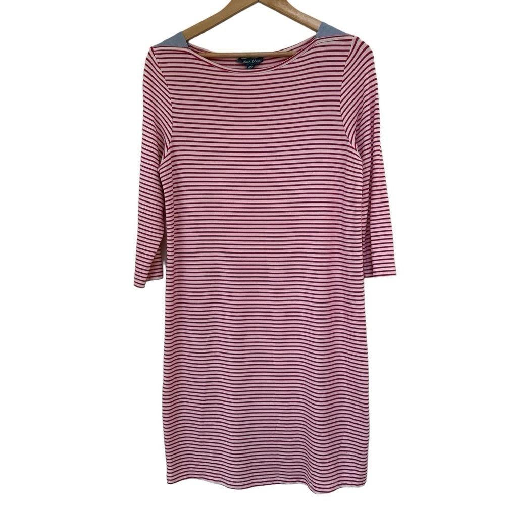Anthropologie Fleur Bleue Pink and White Stripe Nautical Dress, Medium